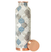 KC Pure Copper Designer Water Bottle  with Grey Print Design - 1000ml