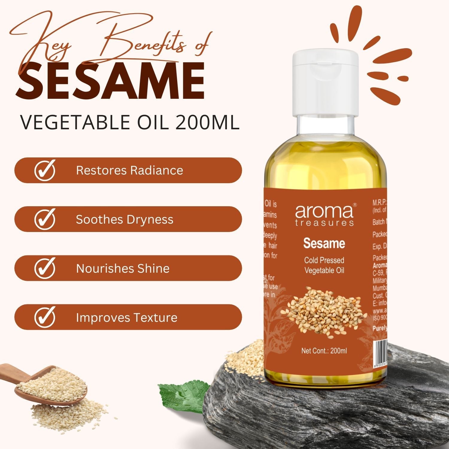 Aroma Treasures Sesame Vegetable Oil - 200 ml