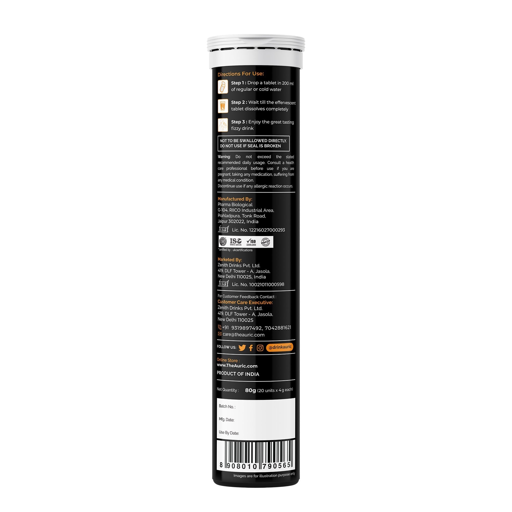 Auric Lung Detox Effervescent Tablet Drop Fizz & Drink