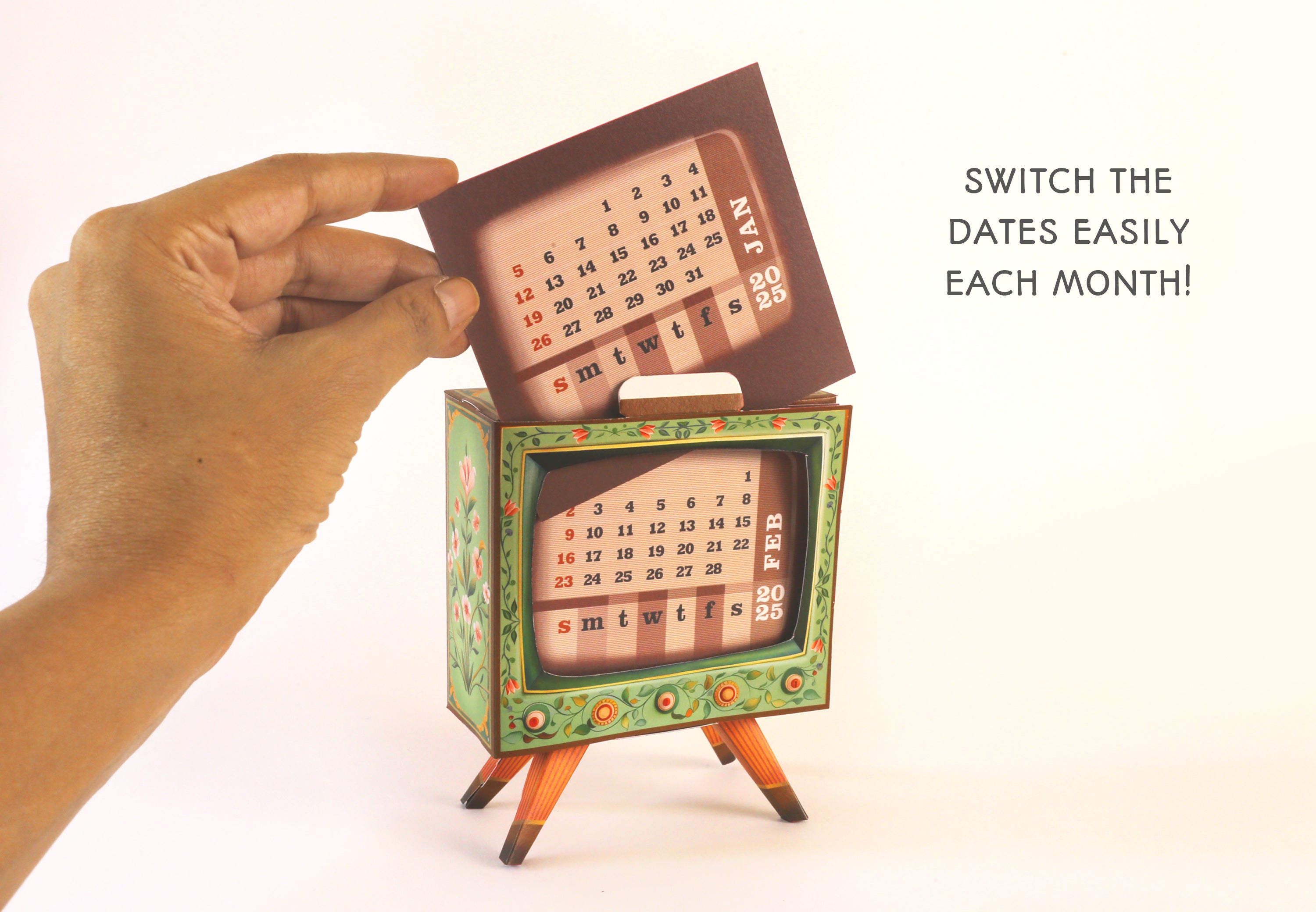 Mini TV Desk Calendar 2025 DIY Paper Craft Kit