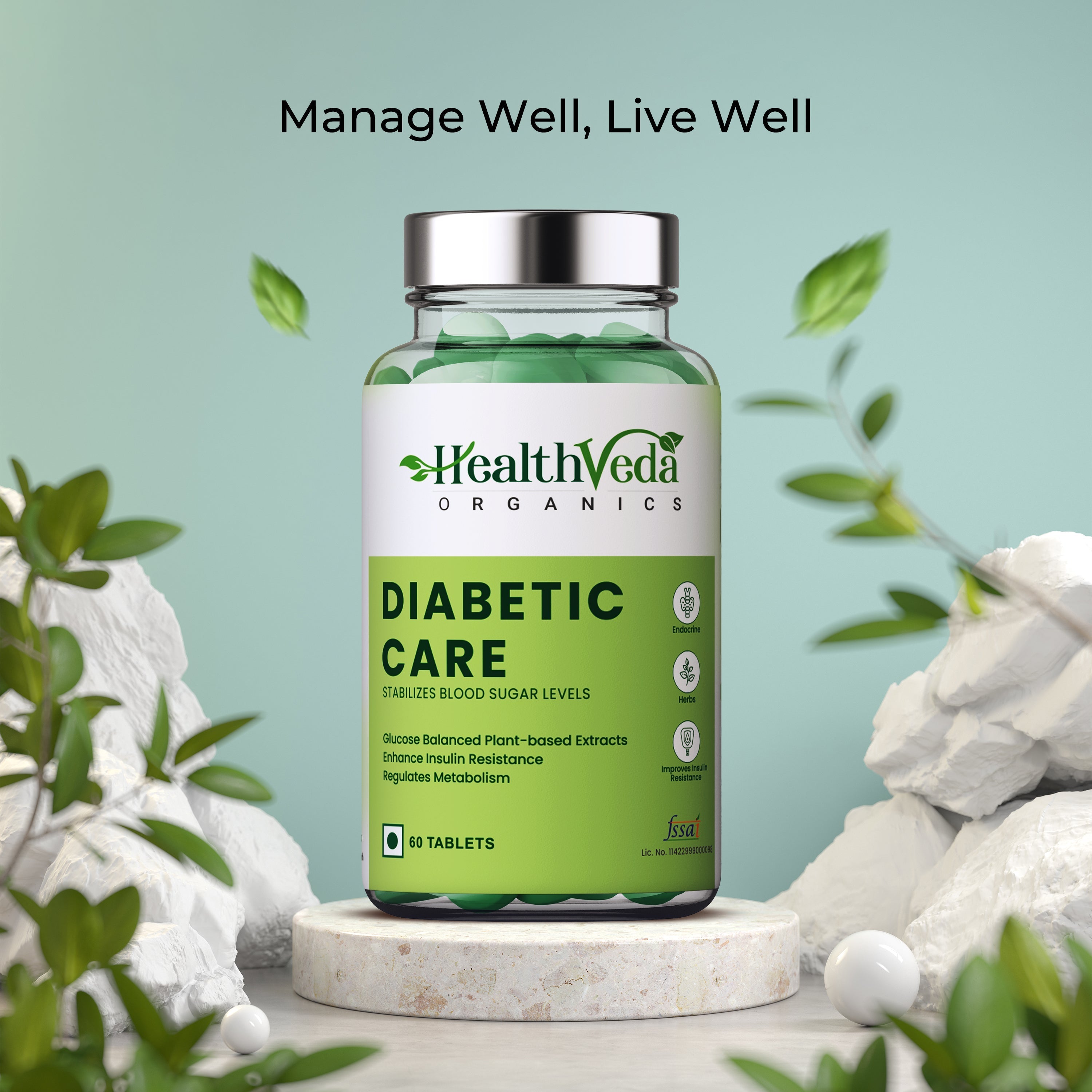 Health Veda Organics Diabetic Care Supplements - 60 tabs