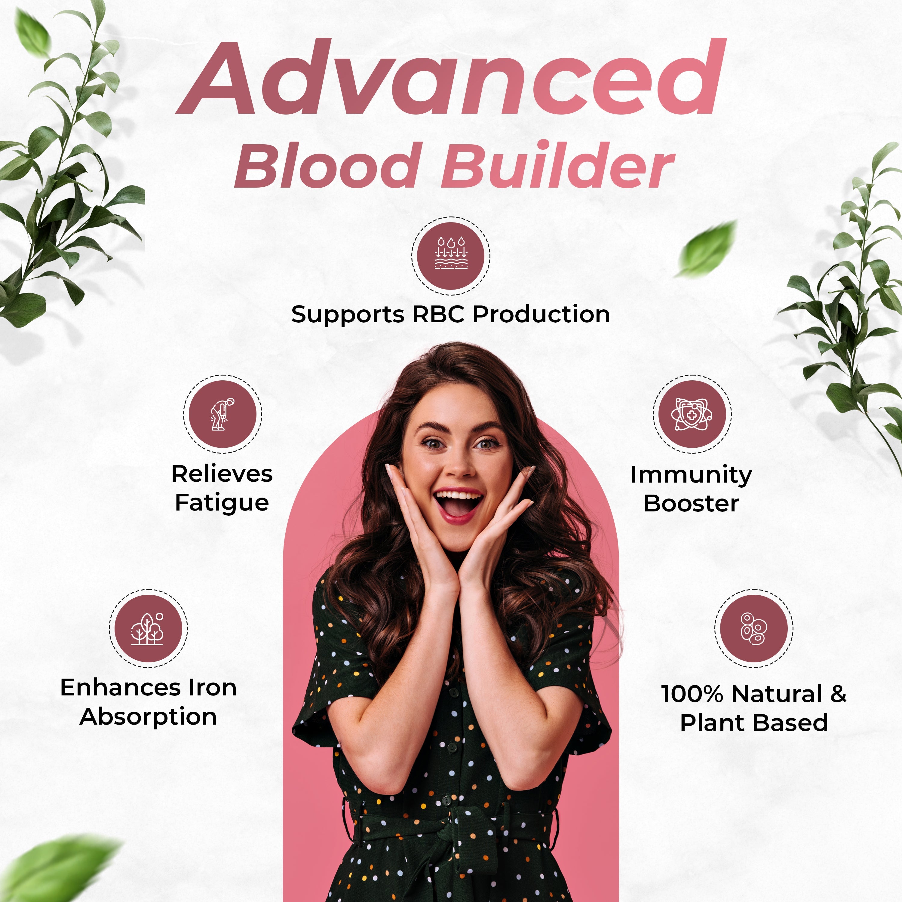 Health Veda Organics Iron + Folic Acid Supplement - 60 tabs