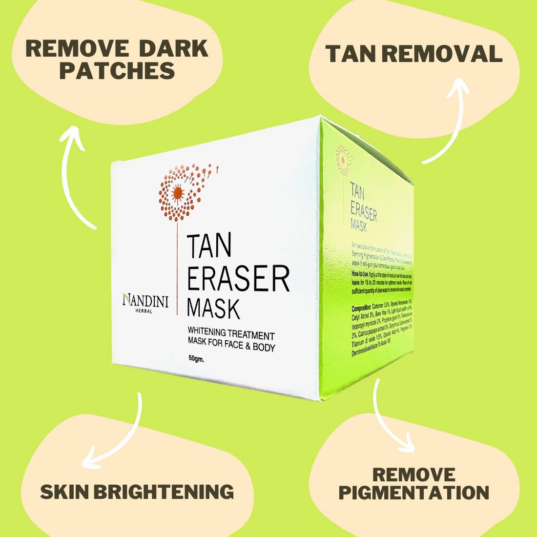 Nandini Herbal Tan Eraser Mask - 50gm