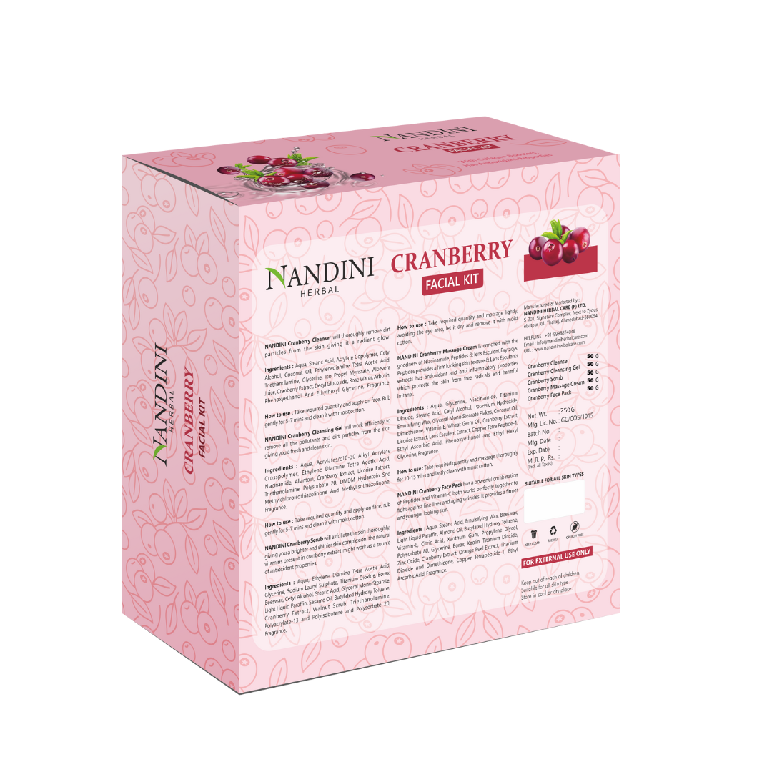 Nandini Herbal Cranberry Facial Kit, For Skin Brightening and Tightening. 250 gm