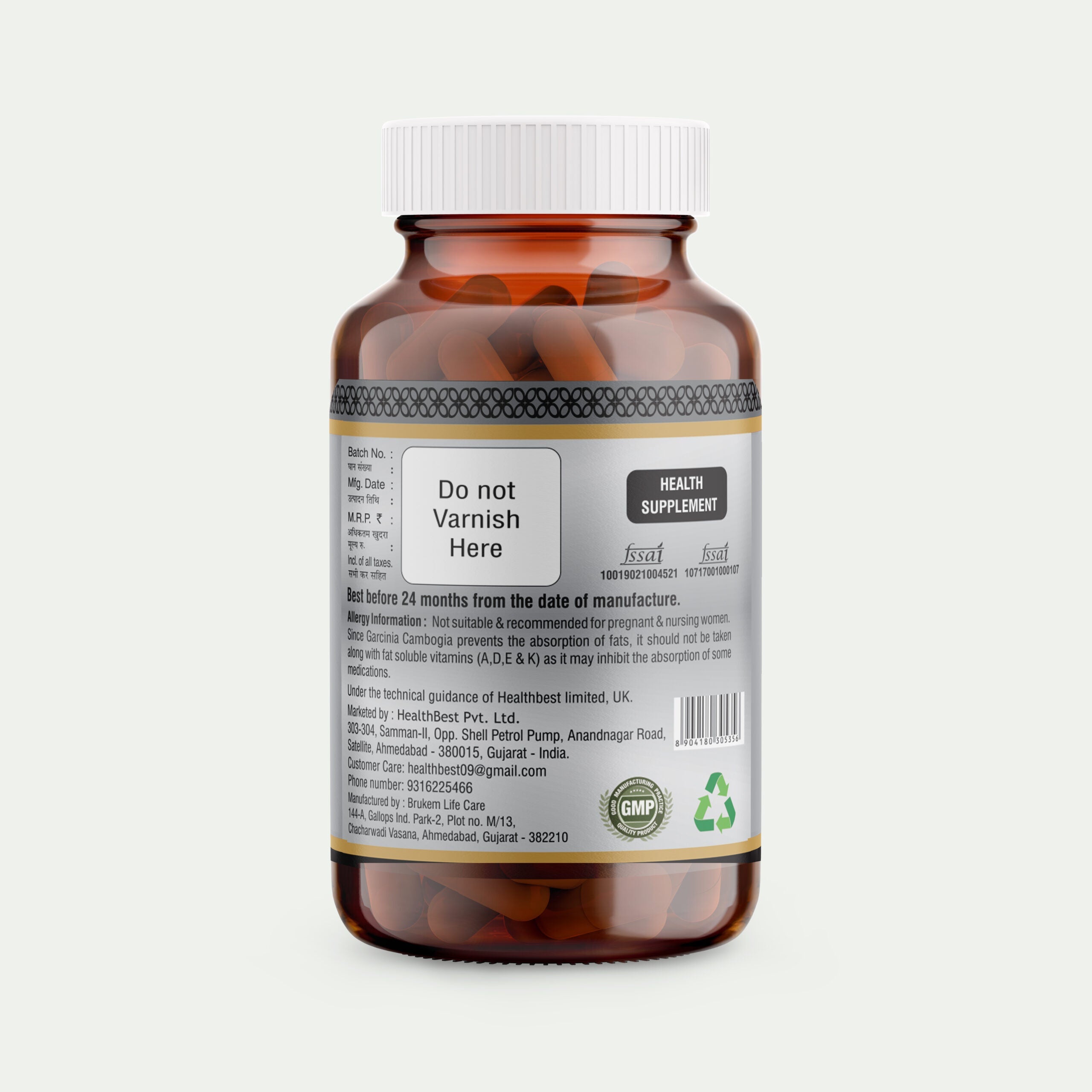Health Best Platinum Slimbest Capsules for Weight Loss - 60 Caps