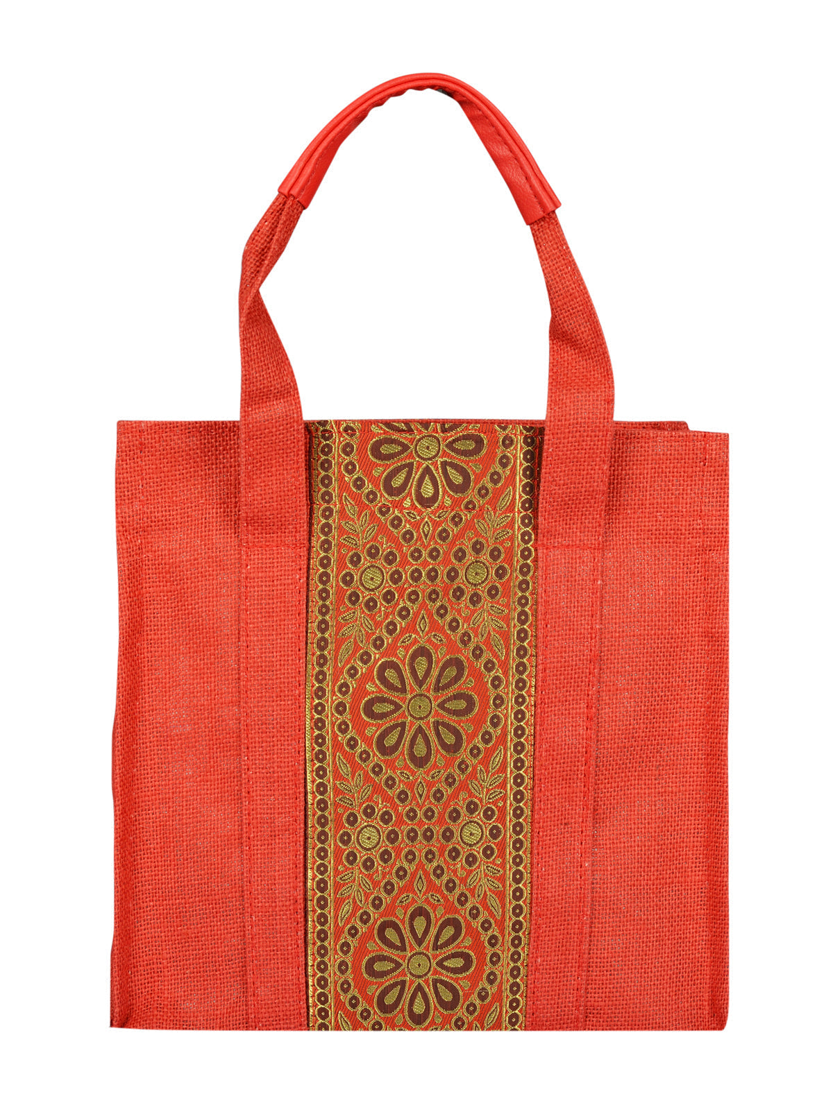 Jute Cottage Vertical Lace Zipper Lunch Bag Jute Bag