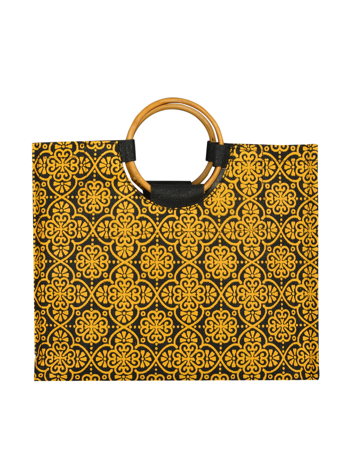Jute Cottage Mughal Print Lunch Bag Cane Handle