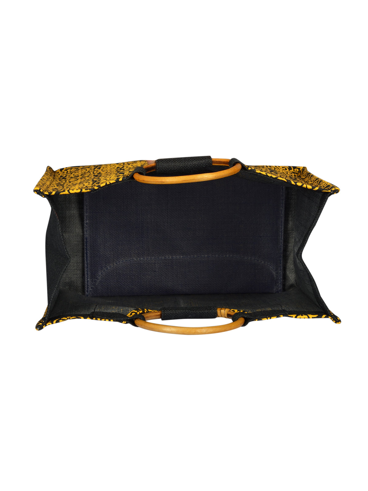 Jute Cottage Mughal Print Lunch Bag Cane Handle