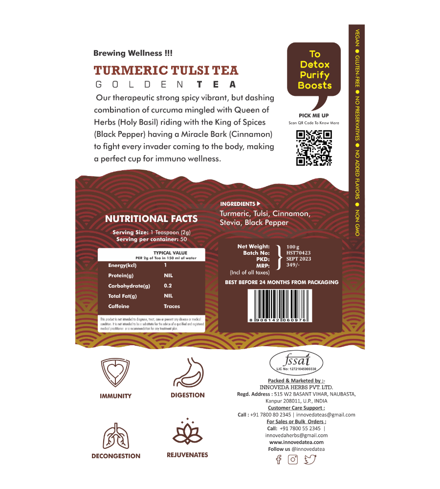 Innoveda Turmeric Tulsi Green Tea - 100 gms