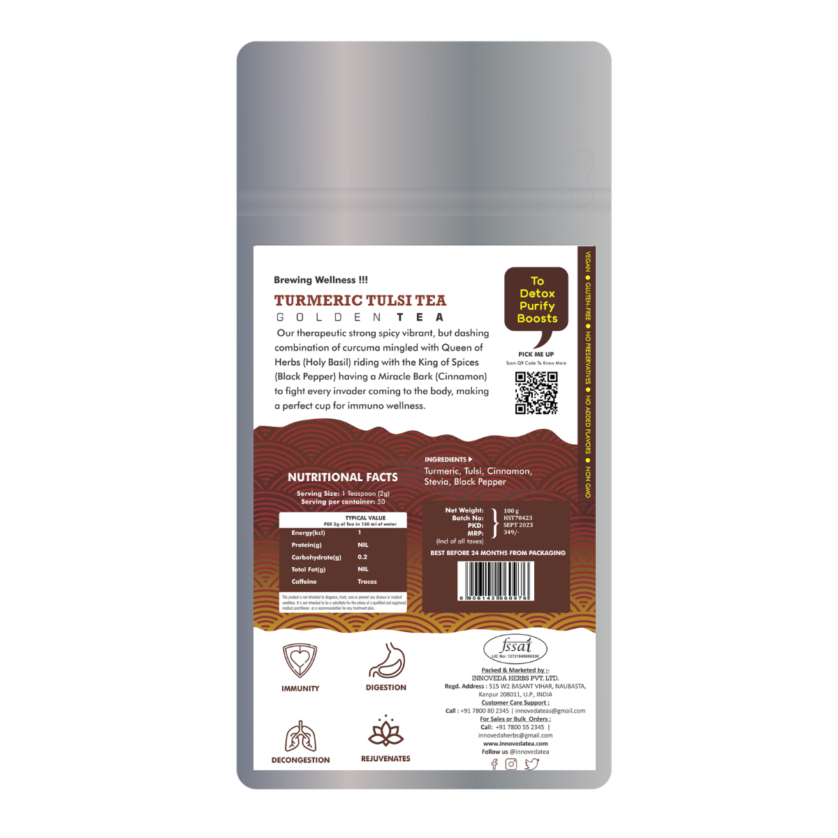 Innoveda Turmeric Tulsi Green Tea - 100 gms