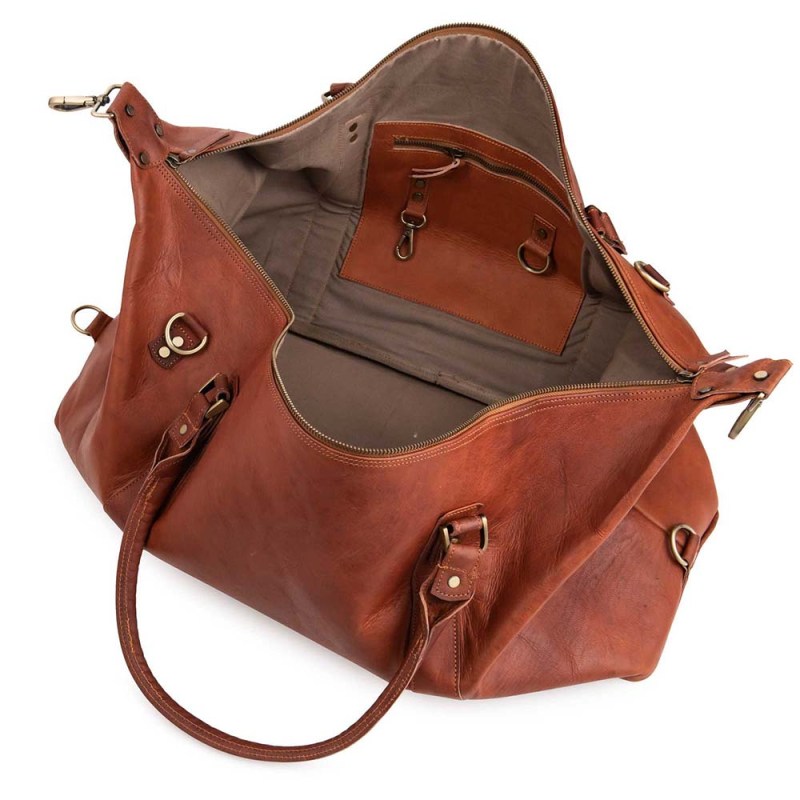 CraftShades 20 Inch brown duffle leather bag