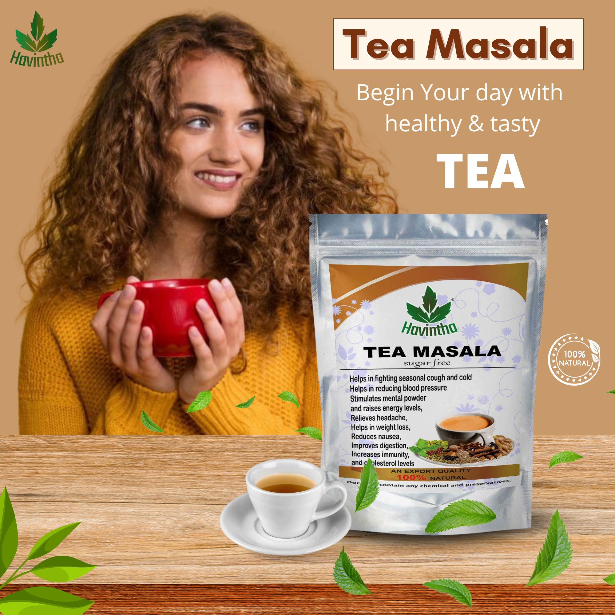 Havintha Natural Tea Masala Powder - 100 gms