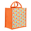 Jute Cottage Triangle Print Zipper Lunch Bag 100% Genuine Jute Bag
