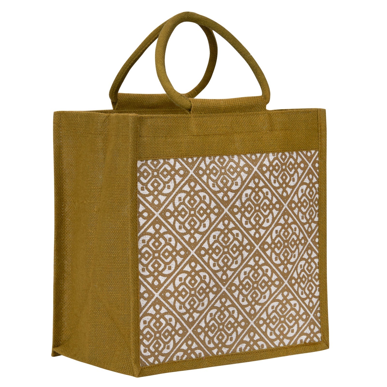 Jute Cottage Moroccan Print Zipper Lunch Bag 100% Genuine Jute