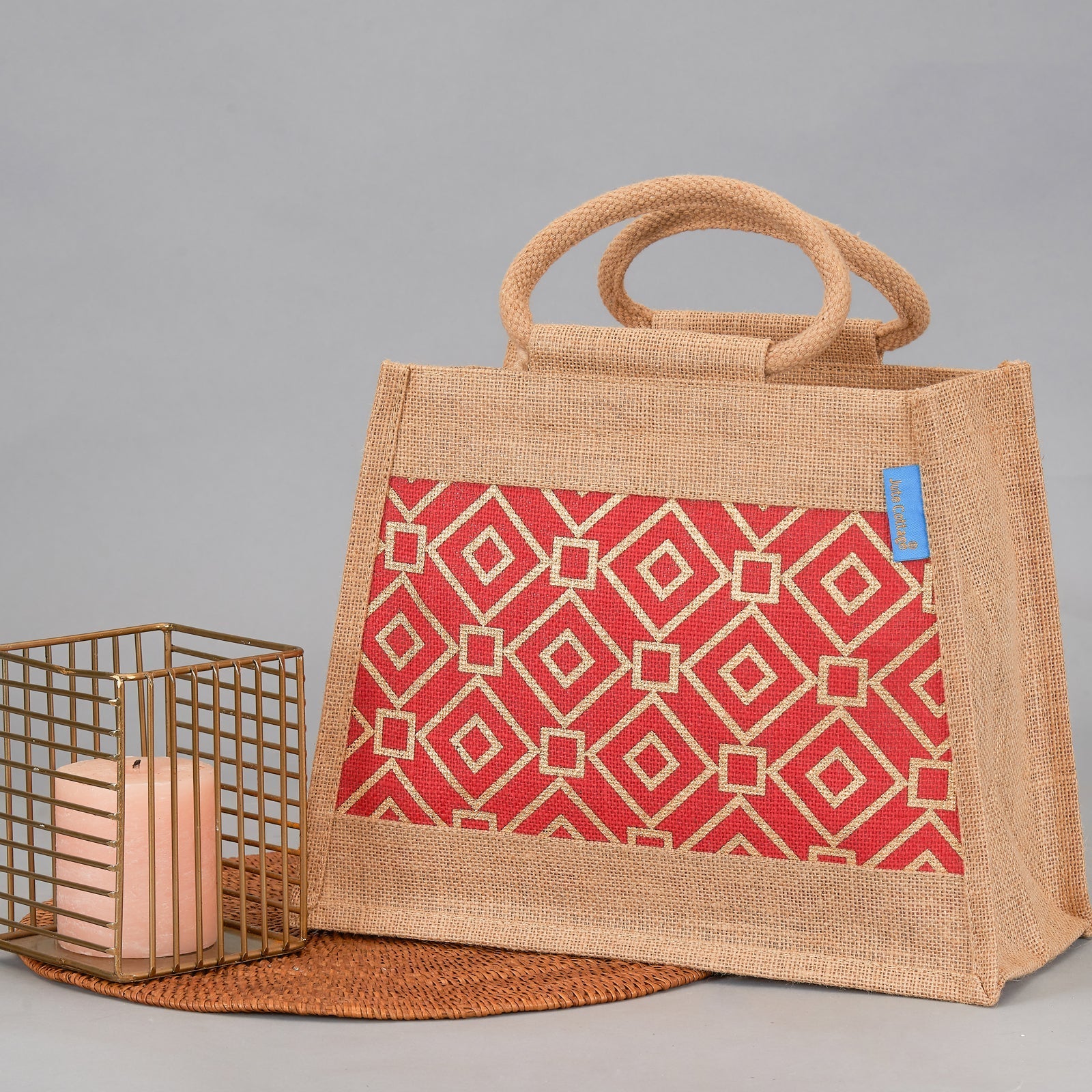 Jute Cottage Taper Zipper Lunch Bag