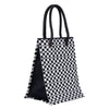Jute Cottage Check Print Big Eyelet Lunch Bag With Bottom Board 100% Genuine Jute