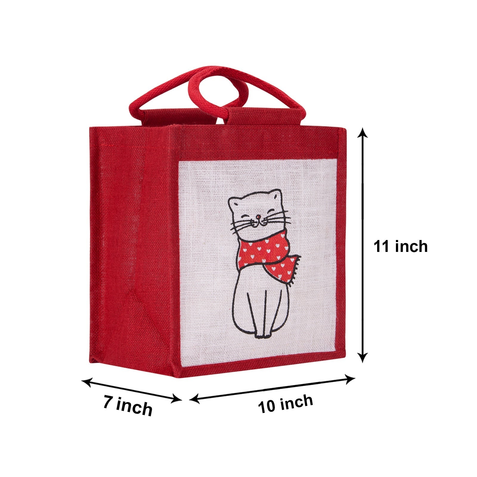 Jute Cottage Cat Print Zipper Lunch Bag