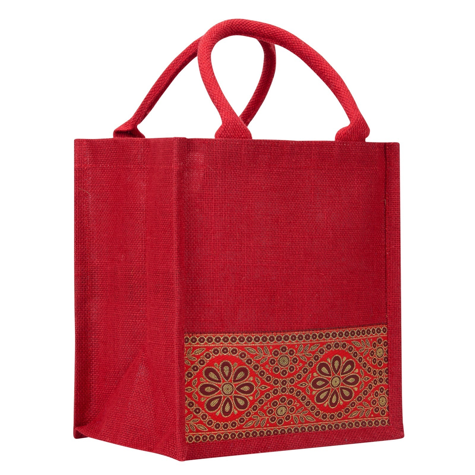 Jute Cottage Lace Zipper Lunch Bag 100% Genuine Jute