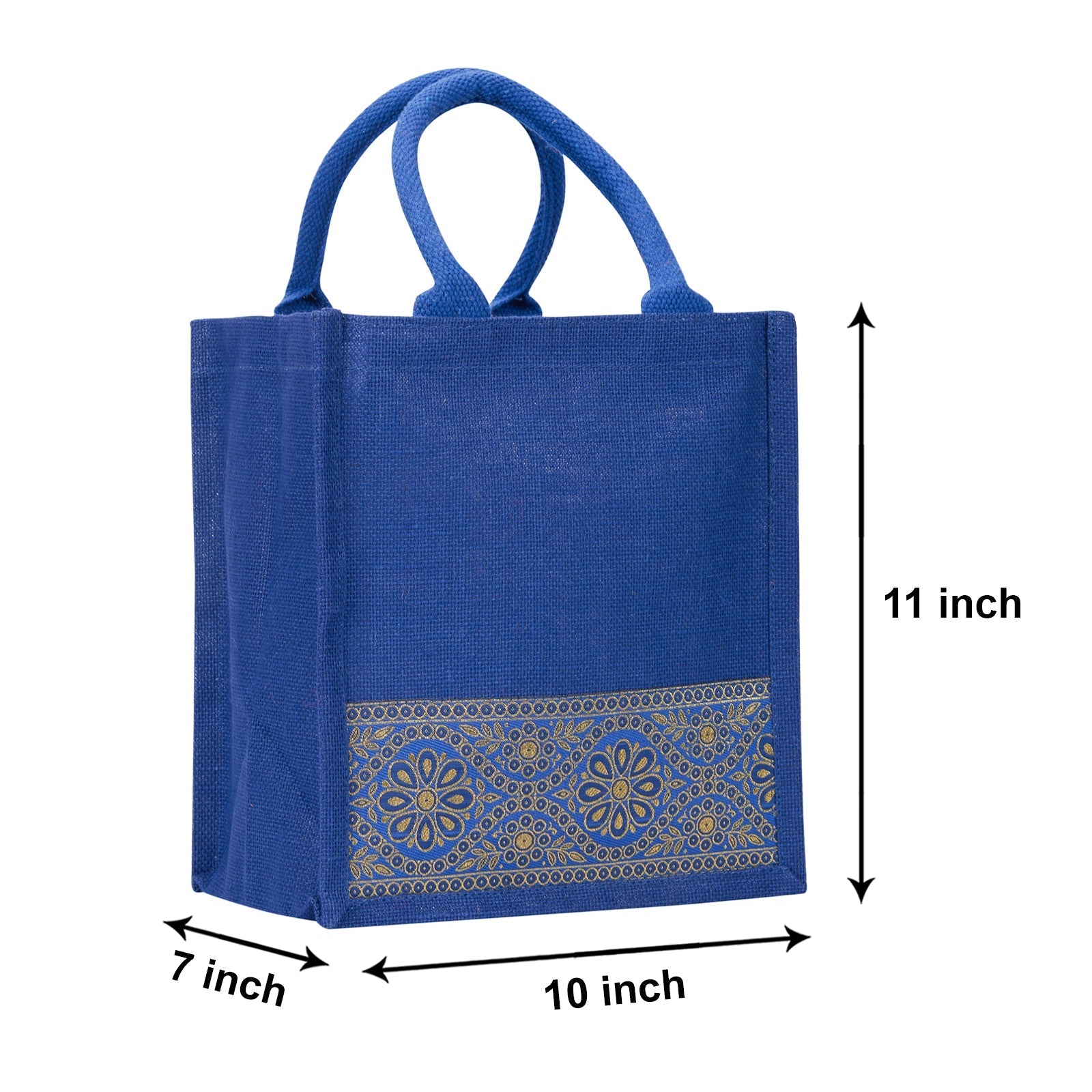 Jute Cottage Lace Zipper Lunch Bag 100% Genuine Jute