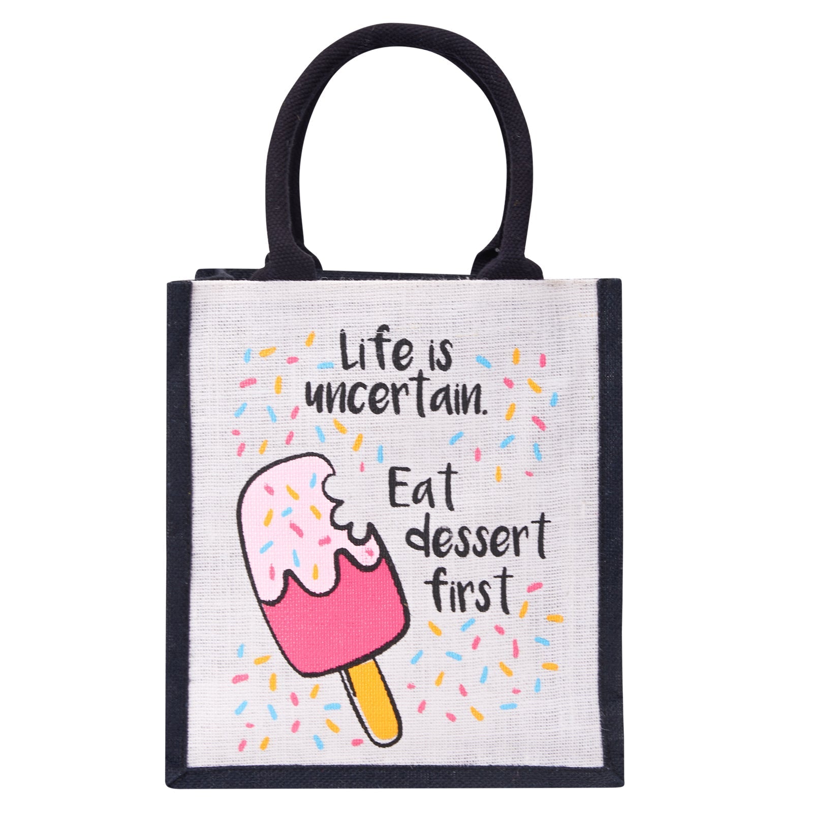 Jute Cottage Life Dessert Print Zipper Lunch Bag