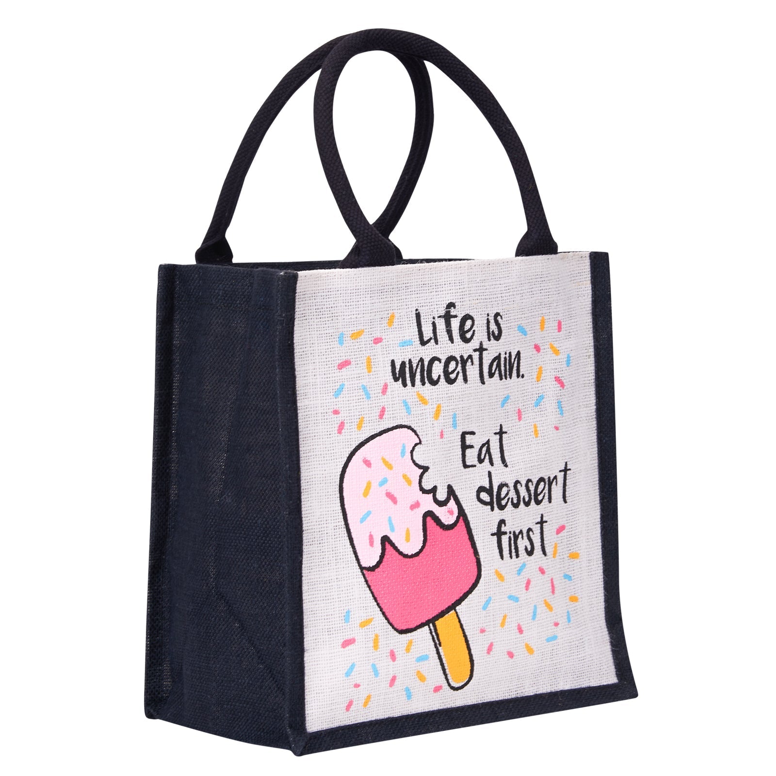 Jute Cottage Life Dessert Print Zipper Lunch Bag