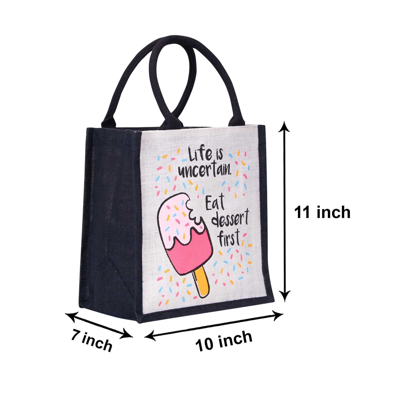 Jute Cottage Life Dessert Print Zipper Lunch Bag