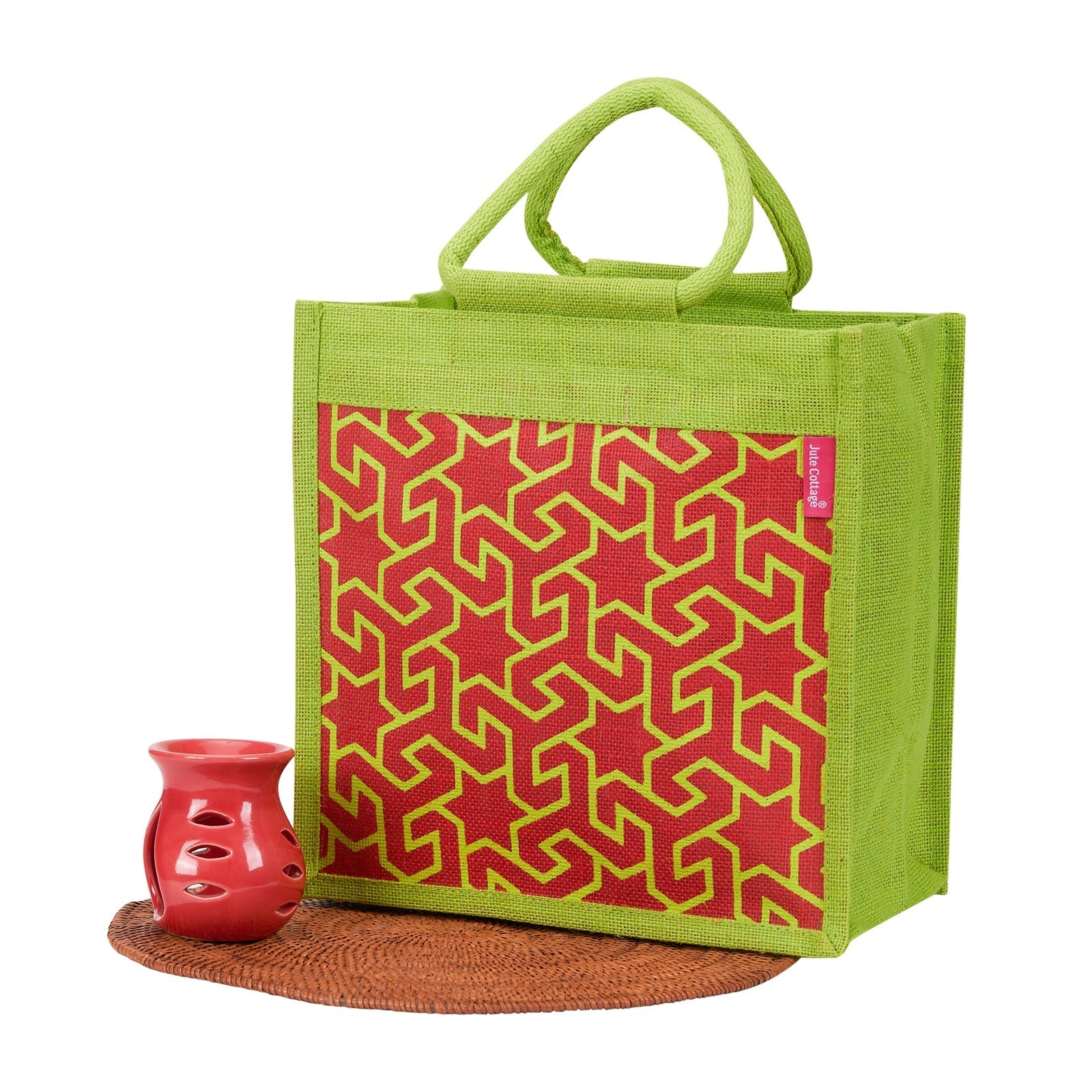 Jute Cottage Geometric Motif Print Lunch Zipper