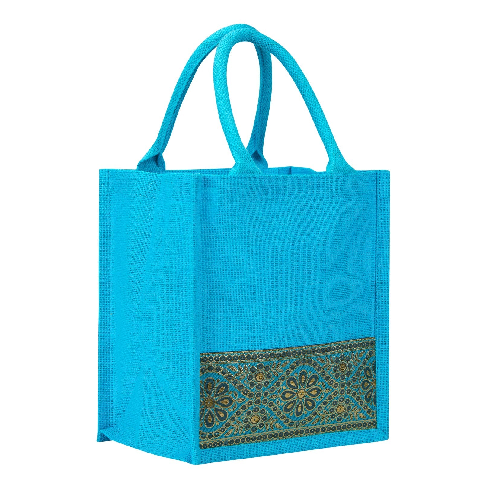 Jute Cottage Lace Zipper Lunch Bag 100% Genuine Jute