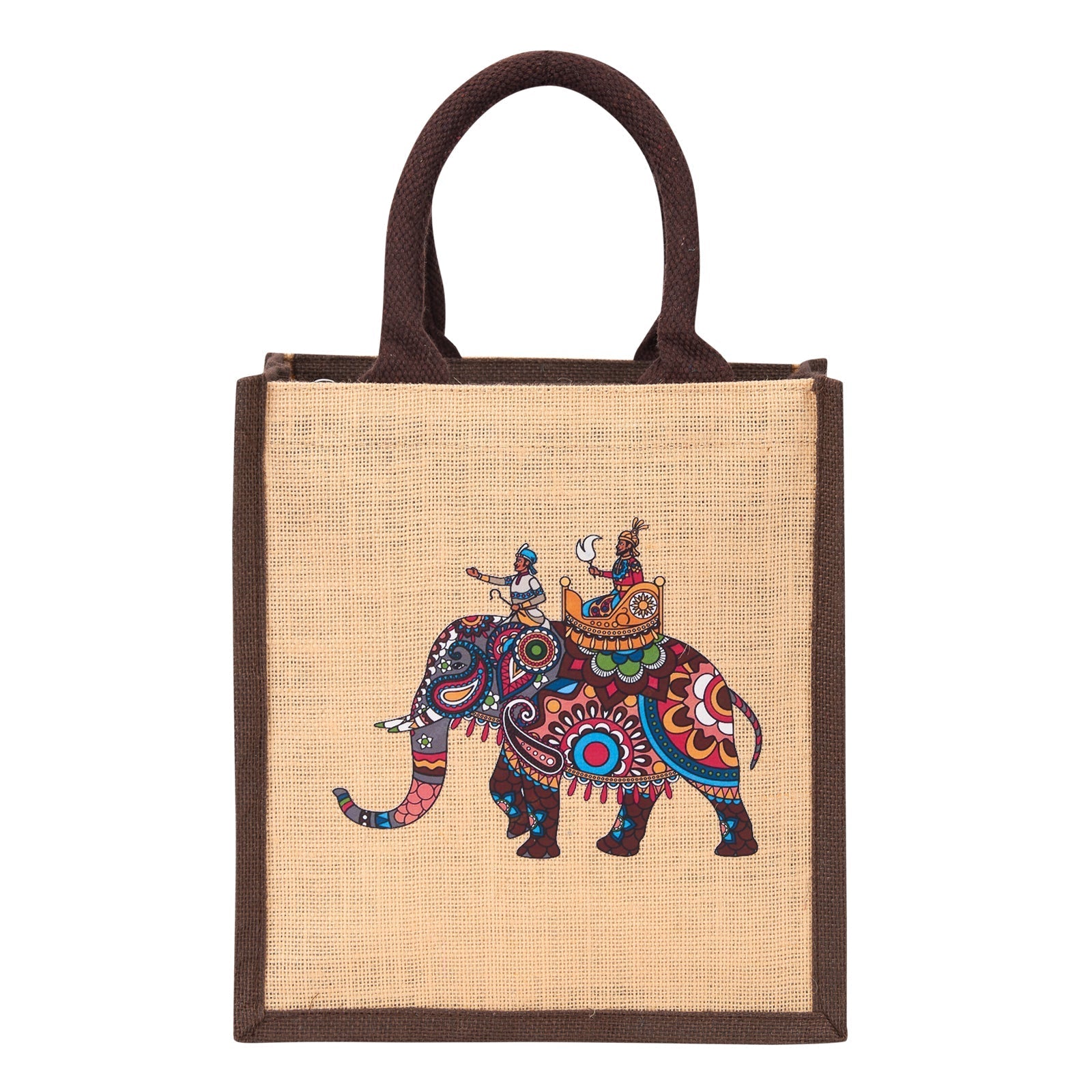 Jute Cottage Ambari Elephant Print Zipper Lunch Bag