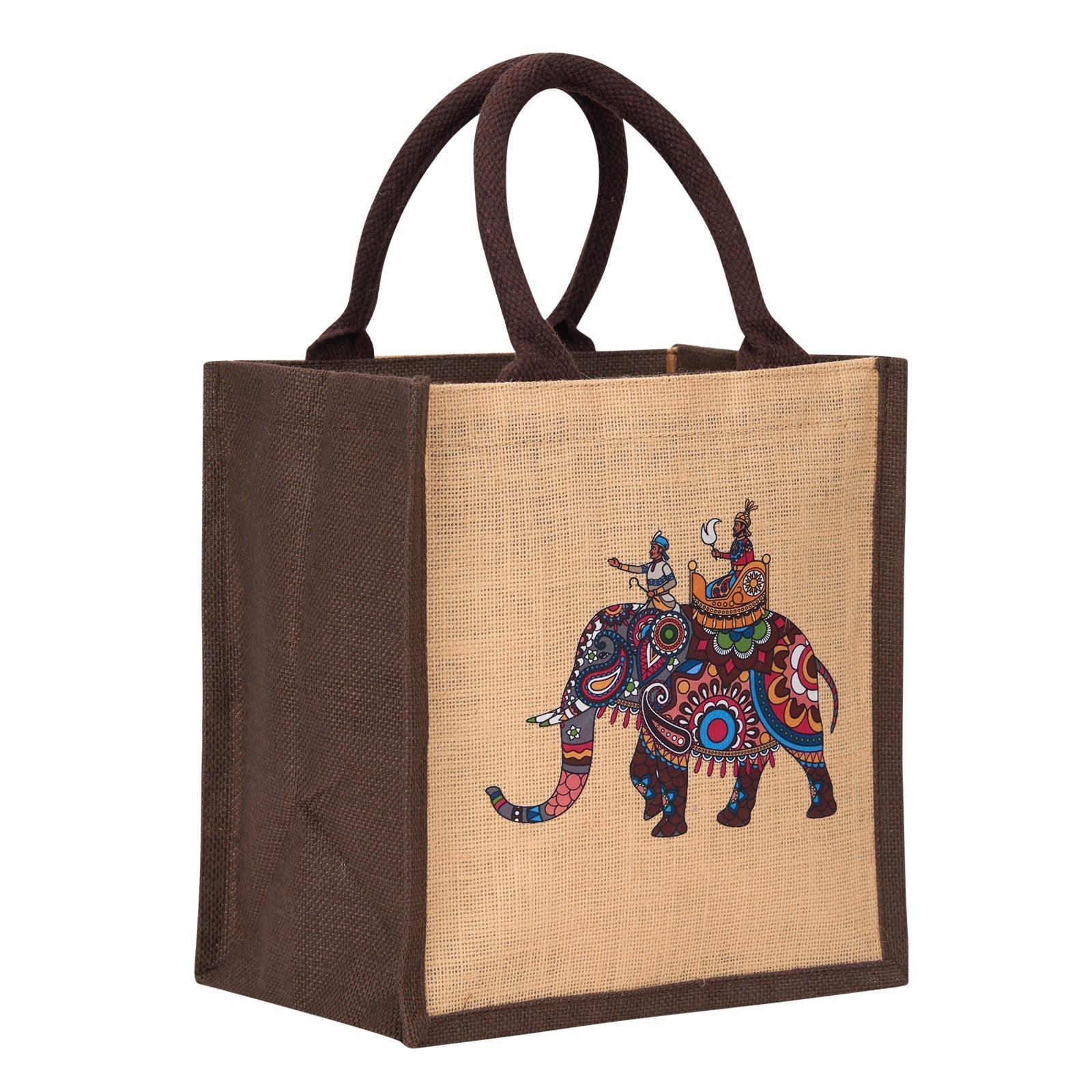 Jute Cottage Ambari Elephant Print Zipper Lunch Bag