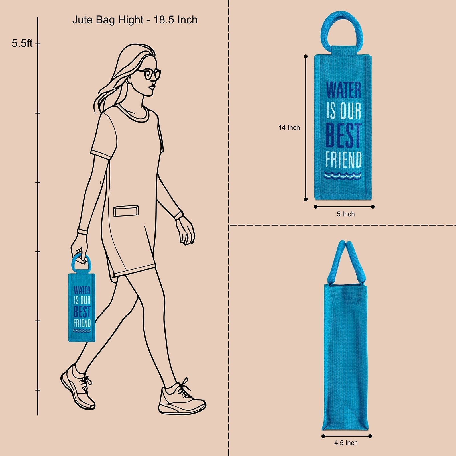 Jute Cottage Water Bottle Bag