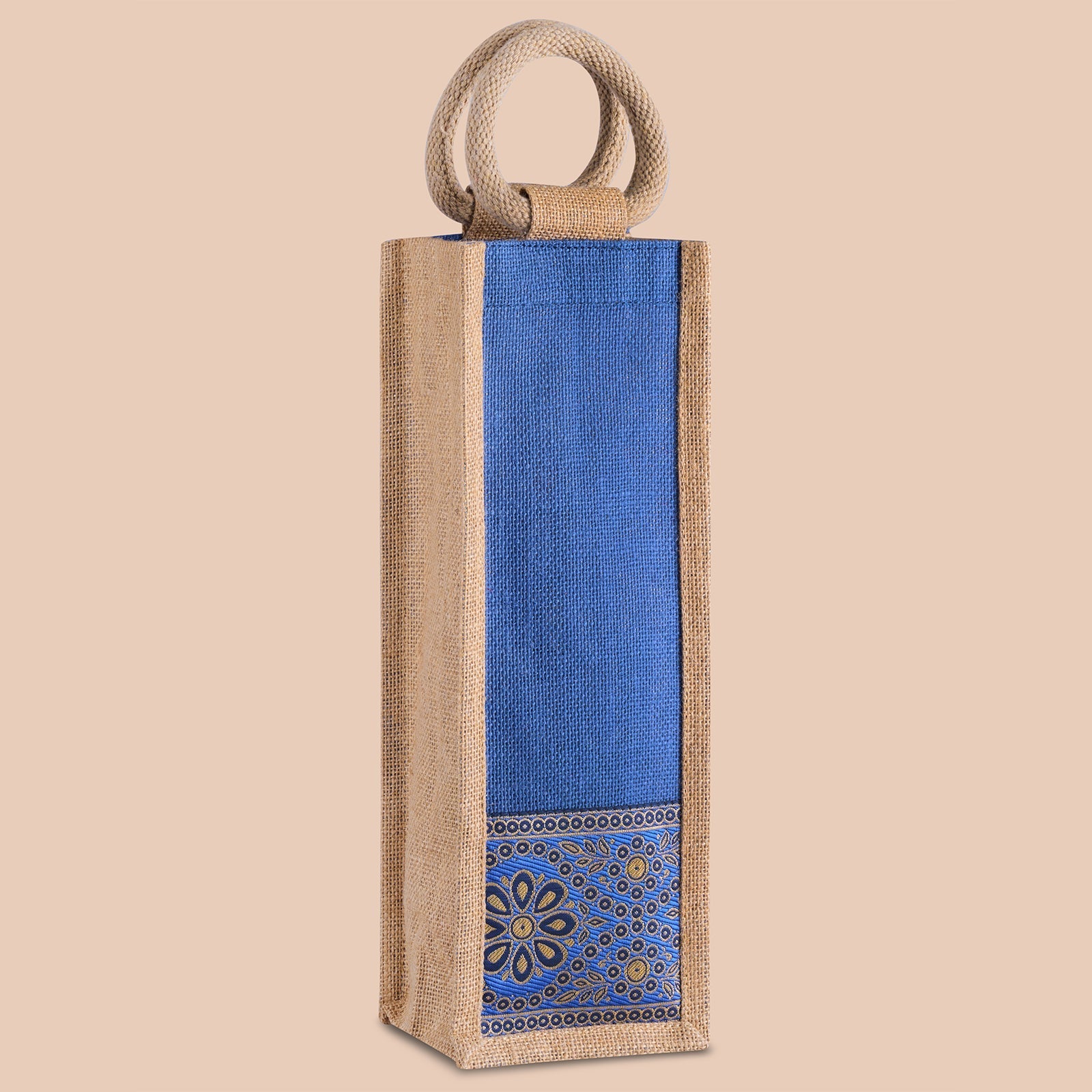 Jute Cottage Bottle Bag With Lace / Print
