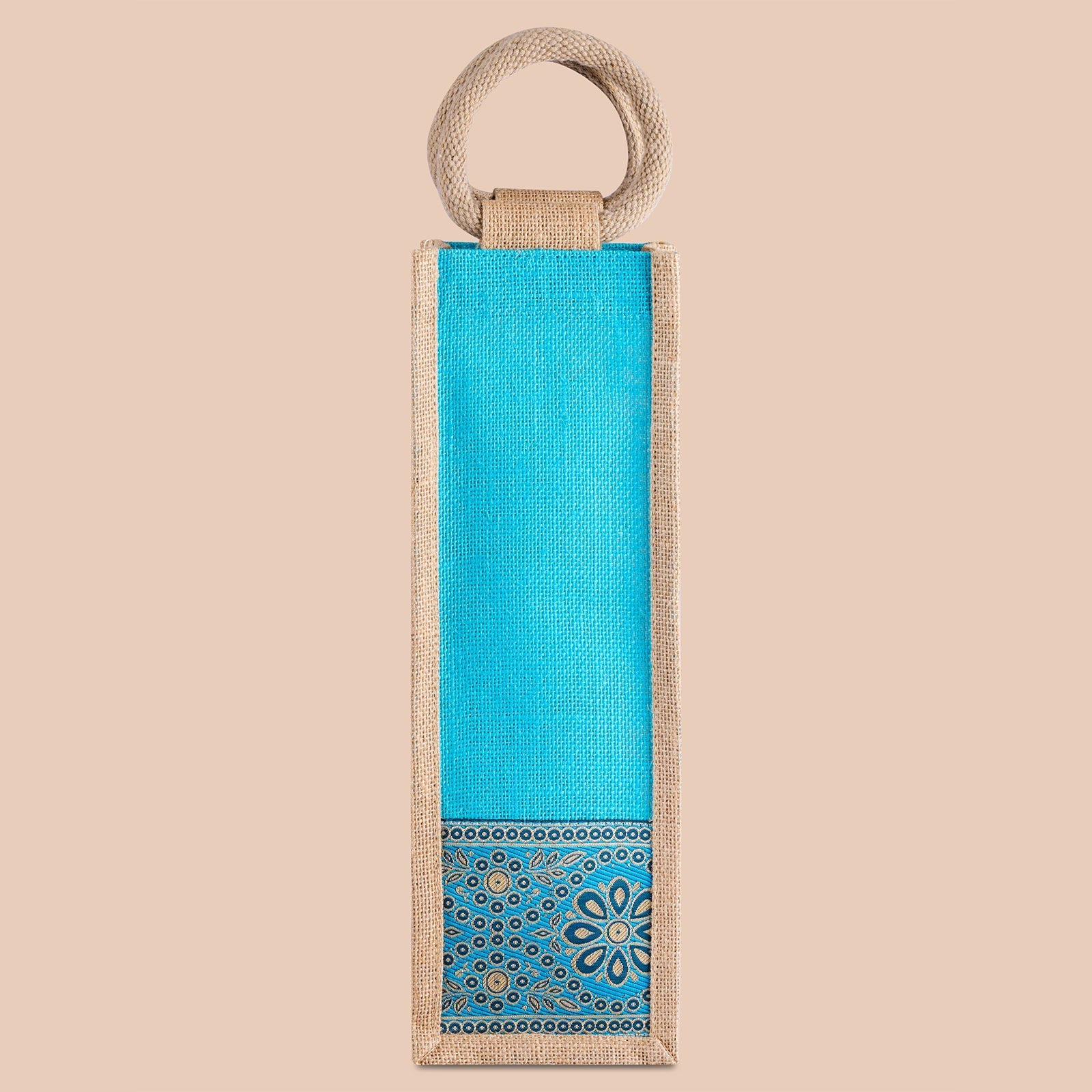 Jute Cottage Bottle Bag With Lace / Print