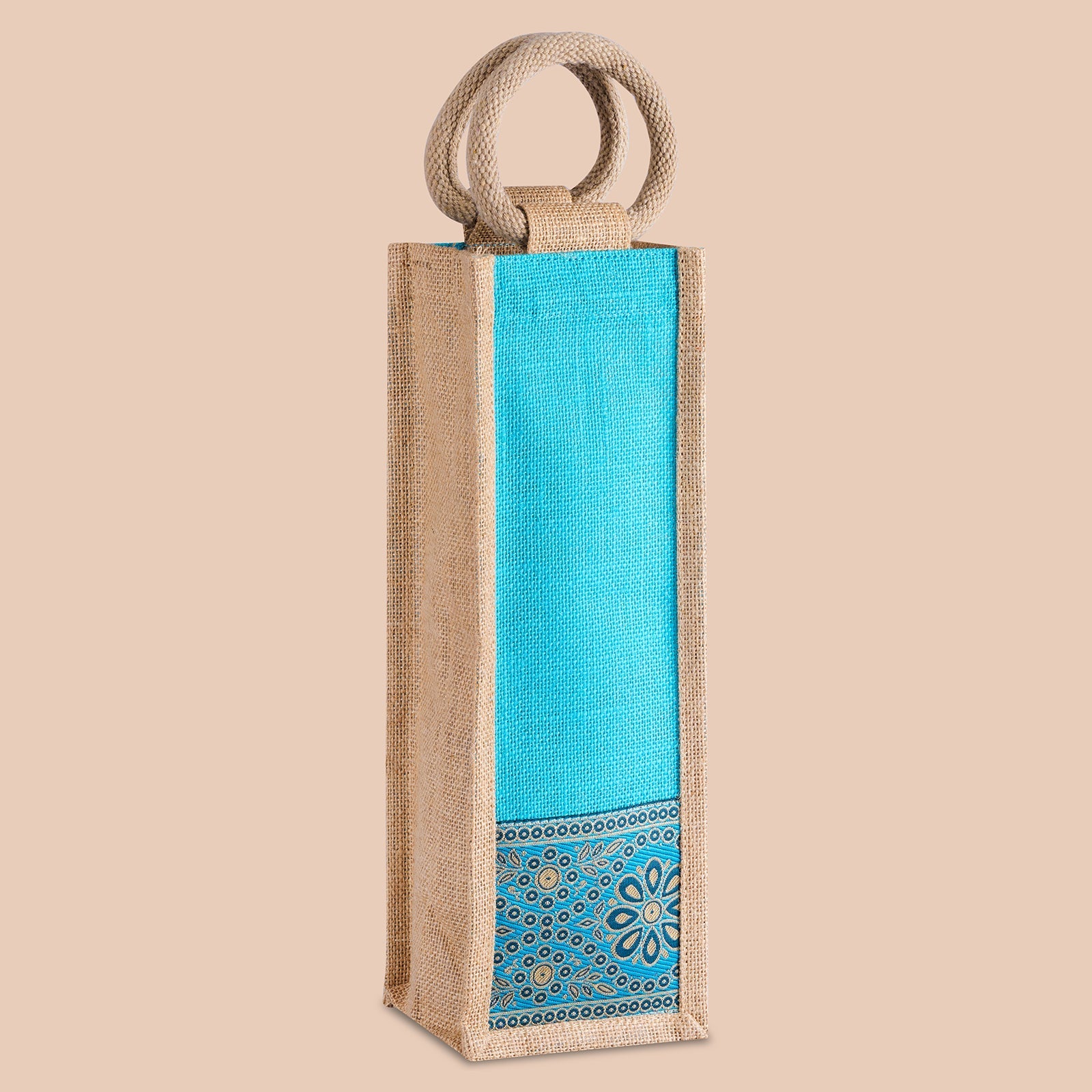 Jute Cottage Bottle Bag With Lace / Print