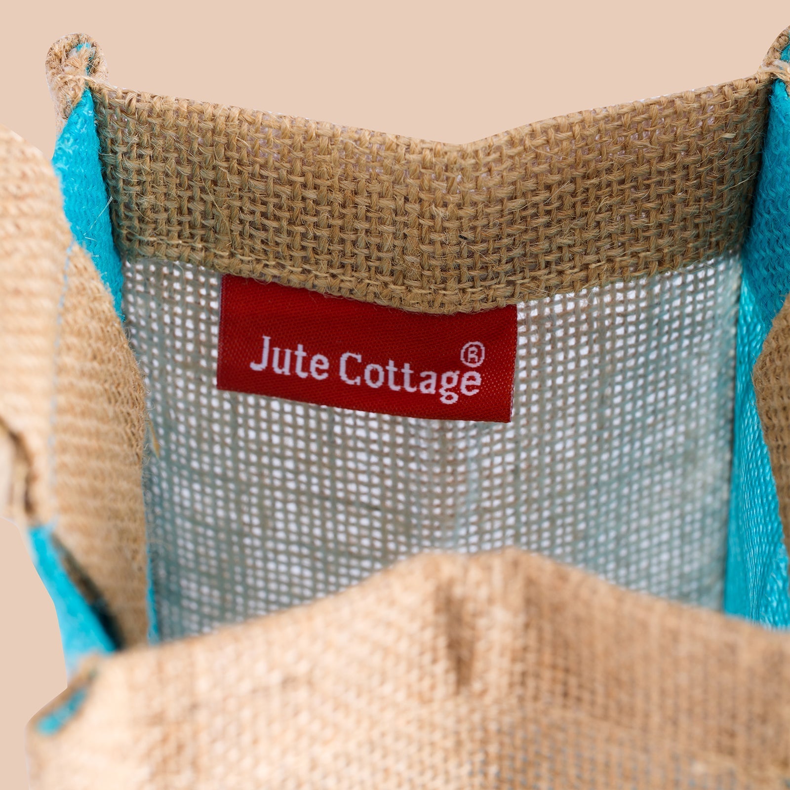 Jute Cottage Bottle Bag With Lace / Print