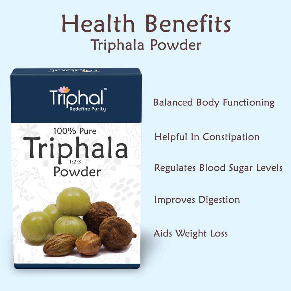Triphal Triphala Powder - Contains Organic Haritaki, Bibhitaki and Amalaki