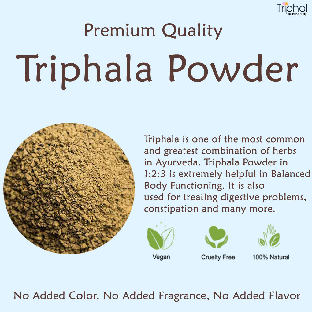 Triphal Triphala Powder - Contains Organic Haritaki, Bibhitaki and Amalaki