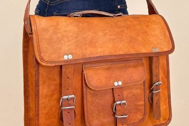 Craftshades – 11*15 Inch Single Pocket Double Strip Handcrafted Satchel goat Leather Bag | 100% Genuine Leather