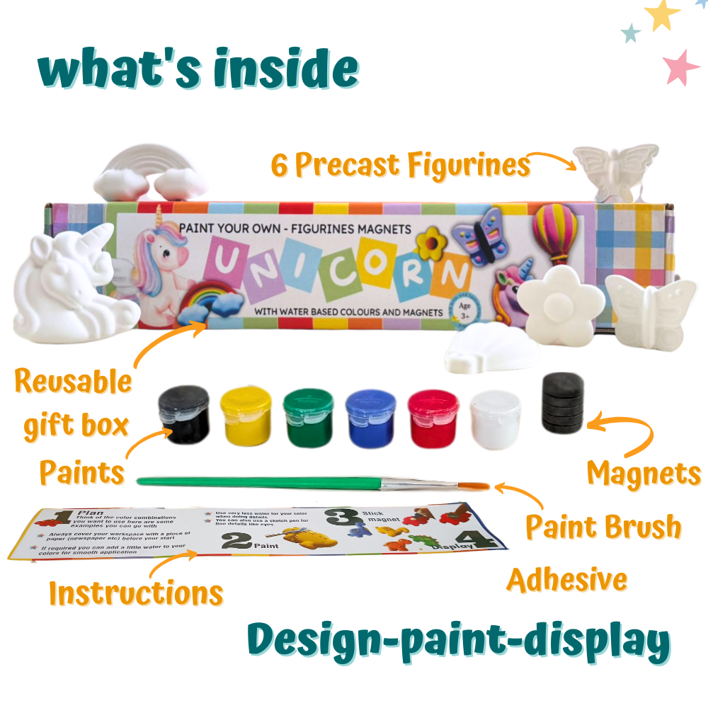 Paint Your Own unicorn Ceramic Magnets