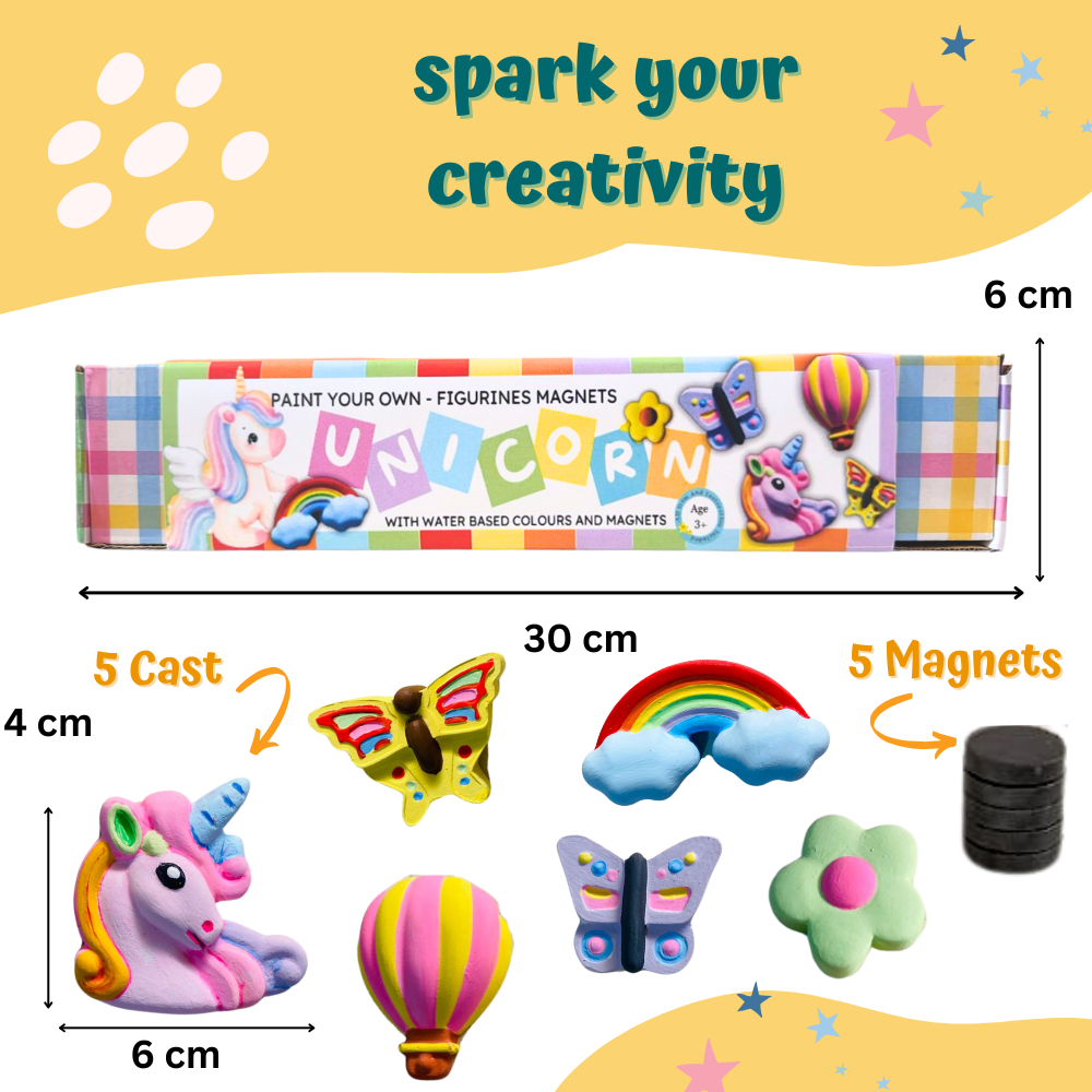 Paint Your Own unicorn Ceramic Magnets
