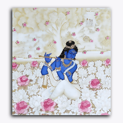 Shree Krishna with pink flower