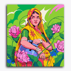 Indian Lady with Lotus