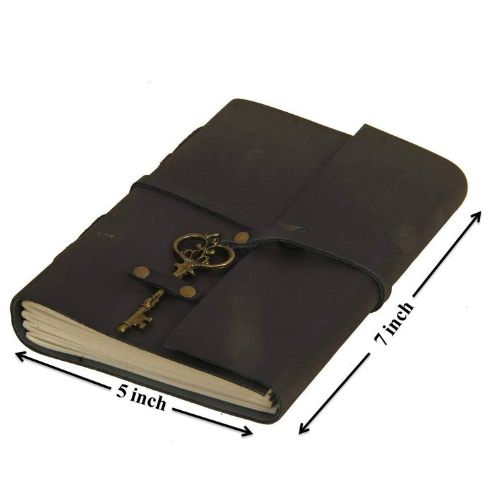 CraftShades – Leather Diary – Antique Handmade Leather Bound Notepad for Men and Women Unlined Paper, Travel Diary and Notebooks -7 x 5 Inches – (Black)