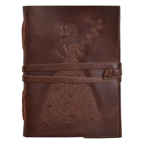 CraftShades – Leather Diary – Princess with Heart Embossed Diary Vintage Artist Sketchbook, Scrapbook, Drawing & Writing Diary with Leather Bound Plain Paper 5 X 7 inch (Dark Princess)