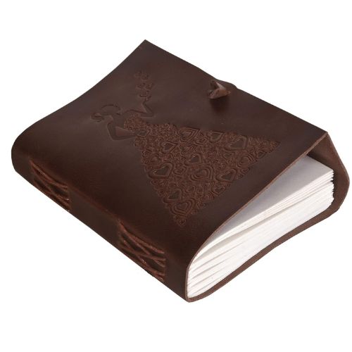 CraftShades – Leather Diary – Princess with Heart Embossed Diary Vintage Artist Sketchbook, Scrapbook, Drawing & Writing Diary with Leather Bound Plain Paper 5 X 7 inch (Dark Princess)