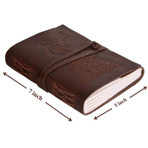 CraftShades – Leather Diary – Princess with Heart Embossed Diary Vintage Artist Sketchbook, Scrapbook, Drawing & Writing Diary with Leather Bound Plain Paper 5 X 7 inch (Dark Princess)