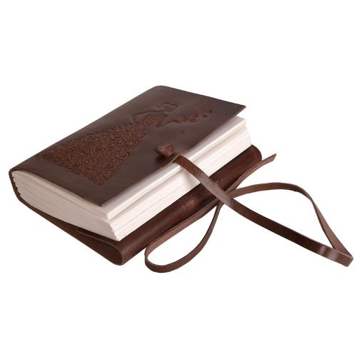 CraftShades – Leather Diary – Princess with Heart Embossed Diary Vintage Artist Sketchbook, Scrapbook, Drawing & Writing Diary with Leather Bound Plain Paper 5 X 7 inch (Dark Princess)