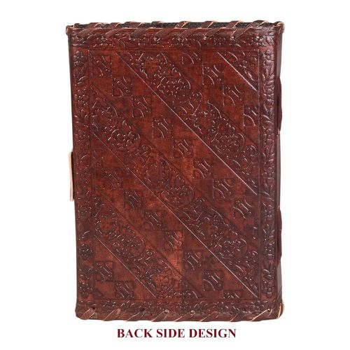 CraftShades – Leather Diary with Antique Green Stone Handmade Leather Bound Diary for Men and Women Unlined 5×7 inches Size 200 Pages Travel Diary with Antique Lock Best Choice of Gift for Raksha Bandhan Day (Green Stone)
