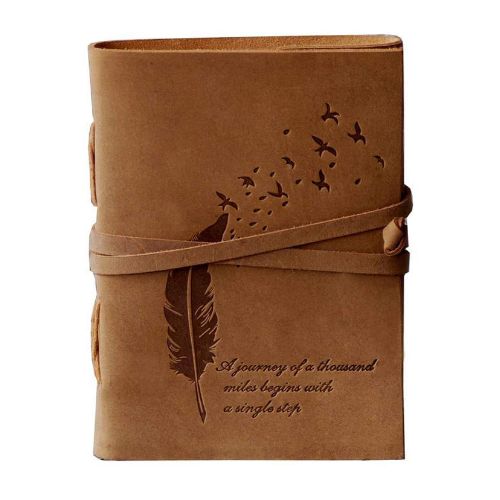 CraftShades – Leather Diary Embossed With Leaf of Tree & a Quote Antique Handmade Leather Bound Diary cum Notepad for Men and Women Plain Paper of 5×7 Inch Size 240 Pages Perfect for Travel Diary