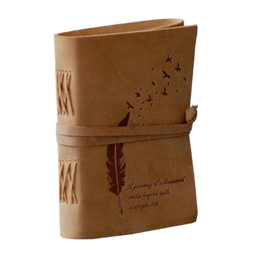 CraftShades – Leather Diary Embossed With Leaf of Tree & a Quote Antique Handmade Leather Bound Diary cum Notepad for Men and Women Plain Paper of 5×7 Inch Size 240 Pages Perfect for Travel Diary